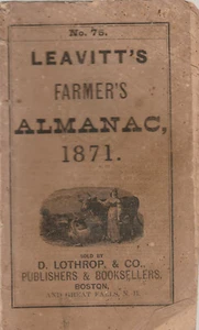 LEAVITT'S FARMER'S ALMANAC BY DUDLEY LEAVITT, 1871, WRAPS - Imagen 1 de 1