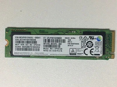 Samsung SM951 PCIe nvme m.2 2280 MZVPV5120 512GB SSD MLC FOR LENOVO Laptop SSD - Image 1 of 4