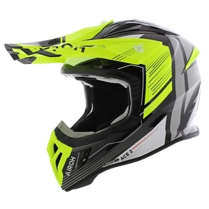 Airoh Aviator ACE 2 Engine, gloss black white yellow Offroad MX Helmet, ECE22.06 - Picture 1 of 8