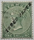 BERMUDA 1874 RARE 'THREE PENCE' on 1s VFU. €920. SG13b. SUPERB Centering / Perfs