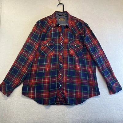 Greatland Sportswear Shirt Men Large Blue Red Flannel Pearl Snap Outdoor - Image 1 of 4