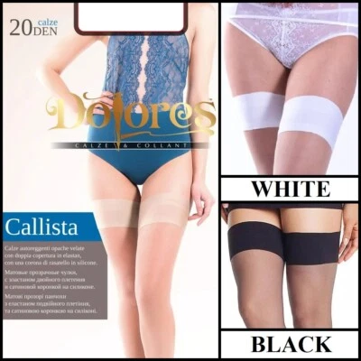 Medias Dolores 'Callista' transparentes semi mate con corona de satén liso 20 Den Foto 1 de 4