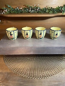 Set of 4 HB Quimper 3 Breton Woman 1 Man Ribbed Demitasse Cups Signed 222 CR - Picture 1 of 14