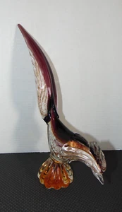 Estatuilla de gallo faisán multicolor de Murano de colección arte pájaro de vidrio 14" de alto - Imagen 1 de 13