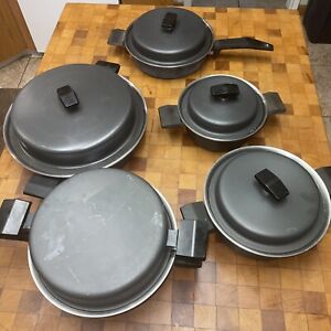 Vintage Miracle Maid Black Anodized  Set Of 10 Made USA MCM Lot Pots Pans Lids