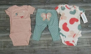 New! Baby Girl's Carter's 3pc Butterfly Outfit Set Size 3M-24M - Picture 1 of 1