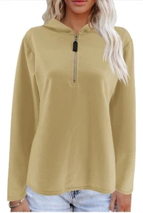Minthunter Women's Quarter Zip Hoodies Pullover Casual Long Sleeve Sweatshirt M - Picture 1 of 5