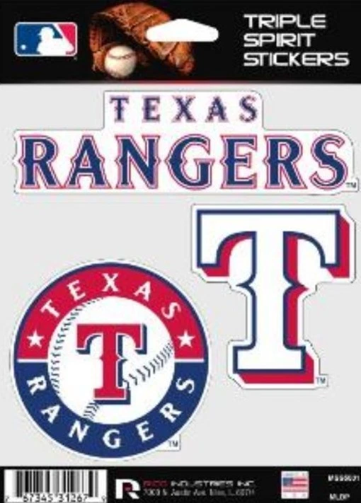 Paquete de 3 calcomanías troqueladas Texas Rangers ventana de auto, computadora portátil, vaso MLB Rico Foto 1 de 1