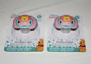 Disney Baby Winnie The Pooh 0+ Months Pacifier With Cover Pink Lot Of 2 In Box   - Picture 1 of 2