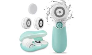 Facial Exfoliating Massage Brush Face Cleansing 3 Cleanser Heads Deep Cleaning - Picture 1 of 8