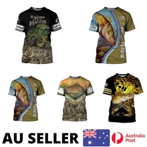 Walleye Fishing Shirt Summer Camping Boating 3D Printed - AU Stock - Bild 1 von 14