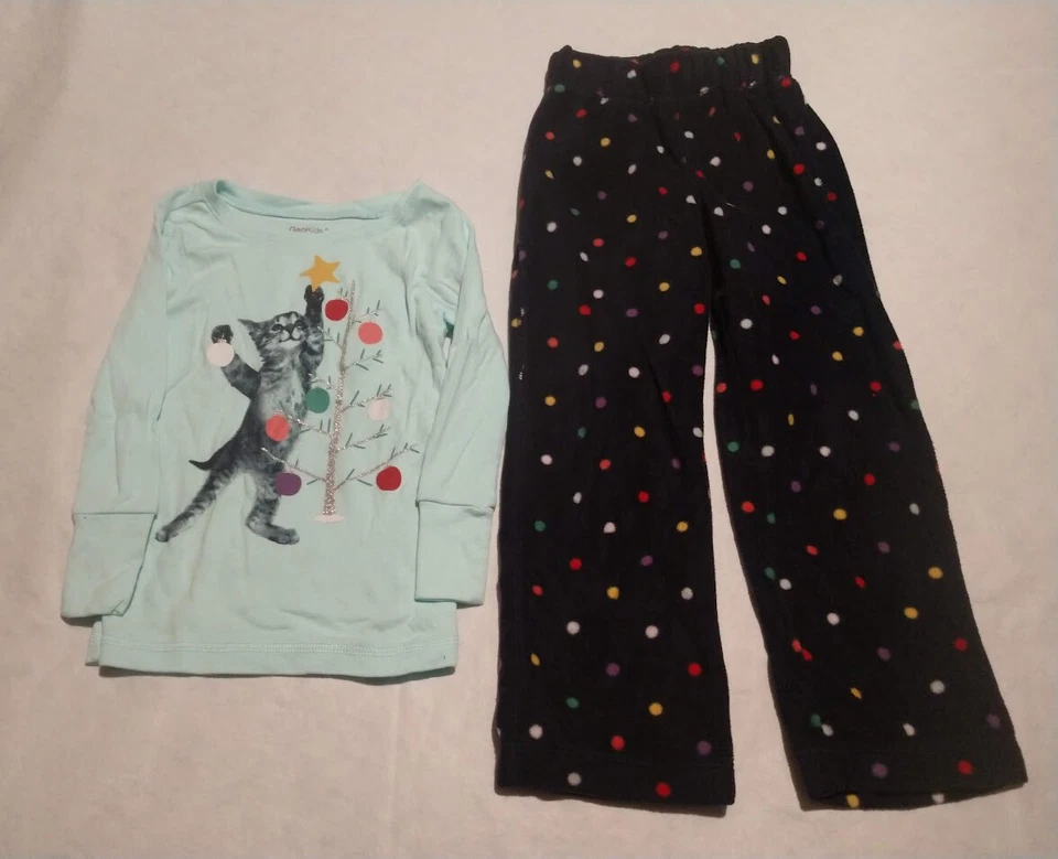 NWT Gap Kids Girls Christmas Cat Pajamas PJs 2PC Size 4 - Image 1 of 1