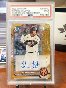 2022 Bowman Chrome Gold Shimmer Refractor Ricardo Genoves RC AUTO /50 PSA 9 - Picture 1 of 1