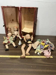 Antike Biskuit Puppe Porzellan Puppen und LKW Fadenschnur, "Kleidung" - Bild 1 von 11