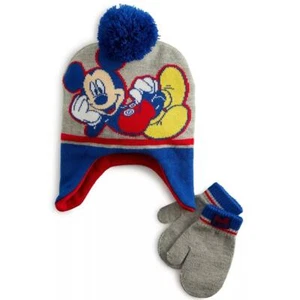 Toddler Boys Girls MICKEY MOUSE Trapper Winter Hat & Mittens Size 2T/4T Gray NWT - Picture 1 of 1