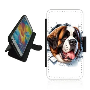 Phone Case Wallet Saint Bernard flip cover For iPhone Samsung STB1 Dog - Picture 1 of 5