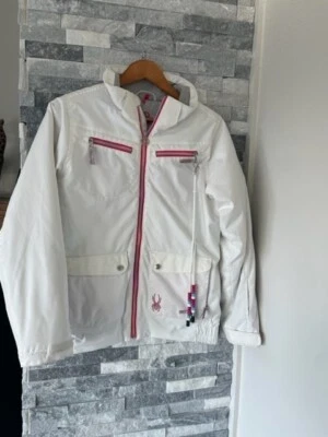 Girl s Kid s SPYDER Ski Snowboard Jacket-White-Size 18, XL - Image 1 of 4