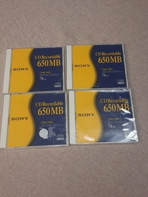 Sony CD-R Recorder Media CDQ-74BN 650MB 74min with Jewel Case 4 Pack - Image 1 of 3