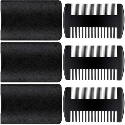 Sandalwood Beard Comb Set with Faux Leather Case - Dual Action Teeth for Mustach - Image 1 of 4