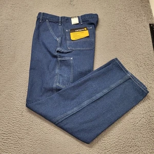Salopette da lavoro Carhartt jeans uomo taglia 40x34 blu denim vestibilità originale falegname  - Foto 1 di 17