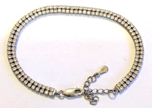 Dainty sterling silver and CZ double row tennis style bracelet - Picture 1 of 9