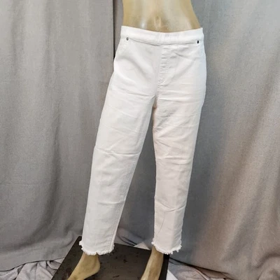 Pantalones Leggings Pantalones Vaqueros Tono Blanco Denim Elastizados XL XLARGE Dobladillo Sin Acabar Foto 1 de 4