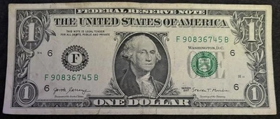 2017 Atlanta $1 Bill Fancy Ladder 3,4,5,6,7,8,9,0 All Unique Numbers Note - Image 1 of 2