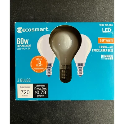 EcoSmart 60-Watt Equivalent A15 Dimmable LED Vintage Bulb 3pk - Image 1 of 4