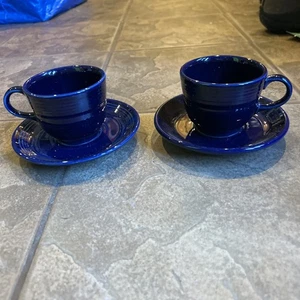 Fiestaware Kobaltblau Tasse & Untertasse - Homer Laughlin Kaffee Tee Set x 2 - Bild 1 von 6