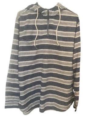 Sudadera con Capucha Woolrich Para Hombre Talla Grande Cáñamo/Algodón Azul Rayas LS 1/4 Cremallera Foto 1 de 4