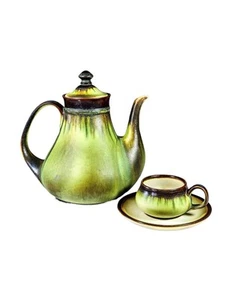 Vintage Porcelain Mancioli Collection Tuscia Coffee Maker Teacup Saucer Italy - Picture 1 of 14