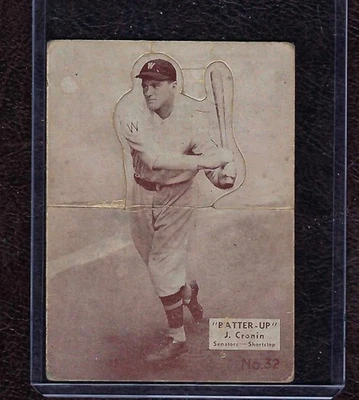 1934-36 Batter-Up Baseball Card #32 Joe Cronin, Washington Senators, HOF, VG! - Image 1 of 2