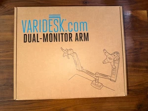 VARIDESK 48003 Dual 27” Screen Desk Mount - Silver - Factory Sealed - Picture 1 of 3