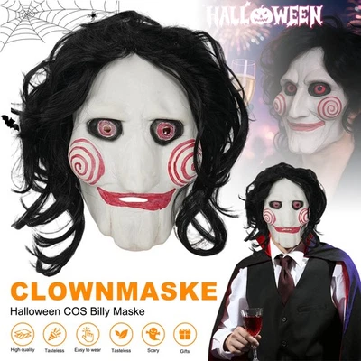 Halloween Saw Jigsaw Maske Gruselige Maske Killer Billy Puppen Maske Props Latex - Bild 1 von 4