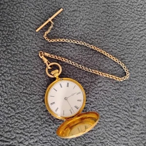 1870 Ladies 18k Patek Philippe Pocket Watch 14k Chain Working Antique Gold - Picture 1 of 17