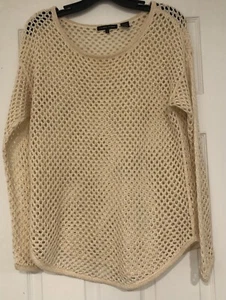 Jeanne Pierre Bohemian Crochet Loose Knit Size M Long Sleeve Gold Metallic - Picture 1 of 8