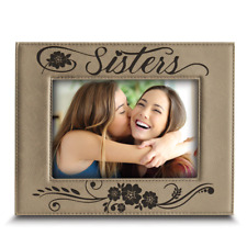 Sisters Picture Frame- Gift for Sister-Engraved Leather Picture Frame