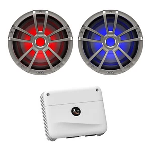 Infinity 10" 750W Marine LED Subwoofer (Titanium, Pair), Mono Amplifier w/Remote - Picture 1 of 4