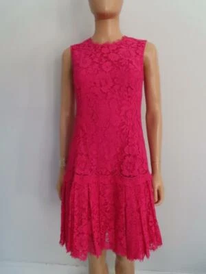 Vestido Dolce & Gabbana Rosa Caliente Encaje Plisado Sin Mangas Talla 40/US 4 Foto 1 de 4