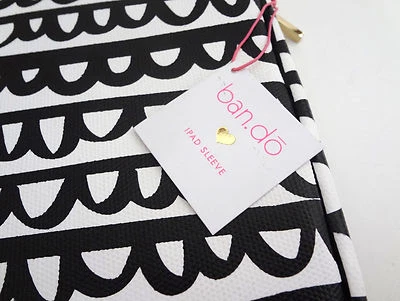 Bando Ban.do Pouch Case Apple iPad Tablet Sleeve Art Pop Deco Black White Print  - Image 1 of 4
