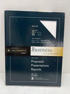 Southworth 8.5x11 Business Paper White 100 Sheets 20 lb Watermarked 25% Cotton - Picture 1 of 10