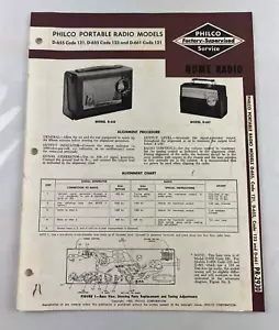 Philco tragbares Radio Modell D-655 D-661 Stromlaufplan & Teileliste - Bild 1 von 2