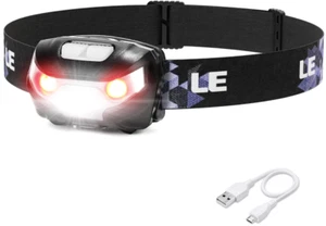 Headlamp Rechargeable,Super Bright Head Lamp with 5 Modes for Camping, USB Cable - Picture 1 of 8