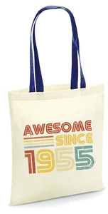 Awesome Since 1955 Tote Bag Vintage 70th Birthday Gift Born in 1955 Bag Retro - Picture 1 of 10
