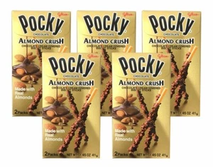 5 PACKUNGEN POCKY SCHOKOLADE MANDEL CRUSH KEKS VON GLICO 1,45 UNZEN - Bild 1 von 6