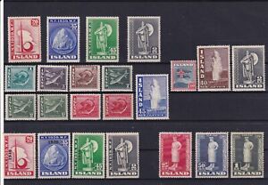 Iceland. 1939-41. Hinged mint selection of 5 sets. Cat €875+ (20+ stamps)