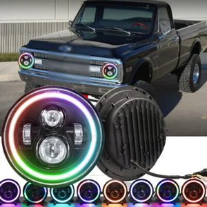 Par de faros redondos de haz alto/bajo 120 W RGB para Chevy C10 K10 K20 K5 1975-1980 RGB - Imagen 1 de 14