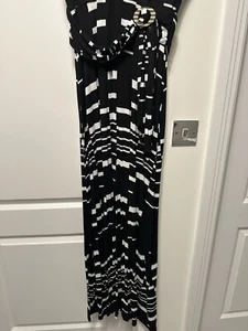 PHASE EIGHT BLACK WHITE COLOURBLOCK MAXI LONG STRETCH DRESS PLUS SIZE 18 - Picture 1 of 5