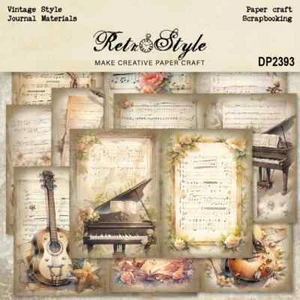 Music Sheets Instruments Piano Violin A5 Scrapbook Card Journal Craft Paper - Picture 1 of 5