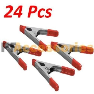 24x 4" inch Metal Spring Clamps w/ Rubber Tips Tool 24 Pcs Lot Steel Red - Image 1 of 2